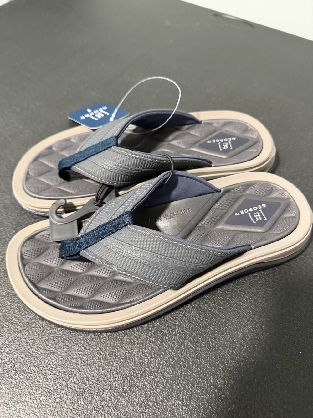 George Kids Gray and Navy Comfort Flip Flops